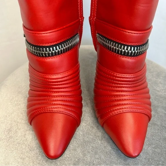 Giuseppe Zanotti Quilted Leather Double-Zip ankle Boot Red moto biker - Picture 8 of 17